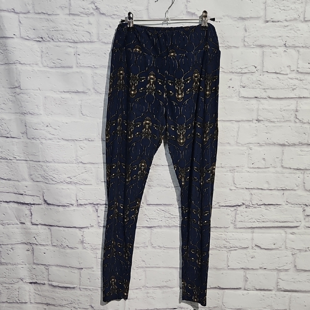 LuLaRoe TC Navy Abstract Deer Leggings